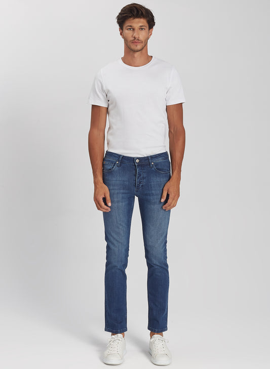 LEO - Straight Fit Denim Jeans Pant - Mid Blue