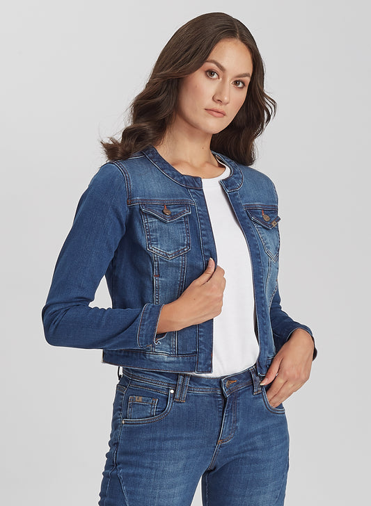 EVA - Bolero Denim Jeans Jacket - Mid Blue