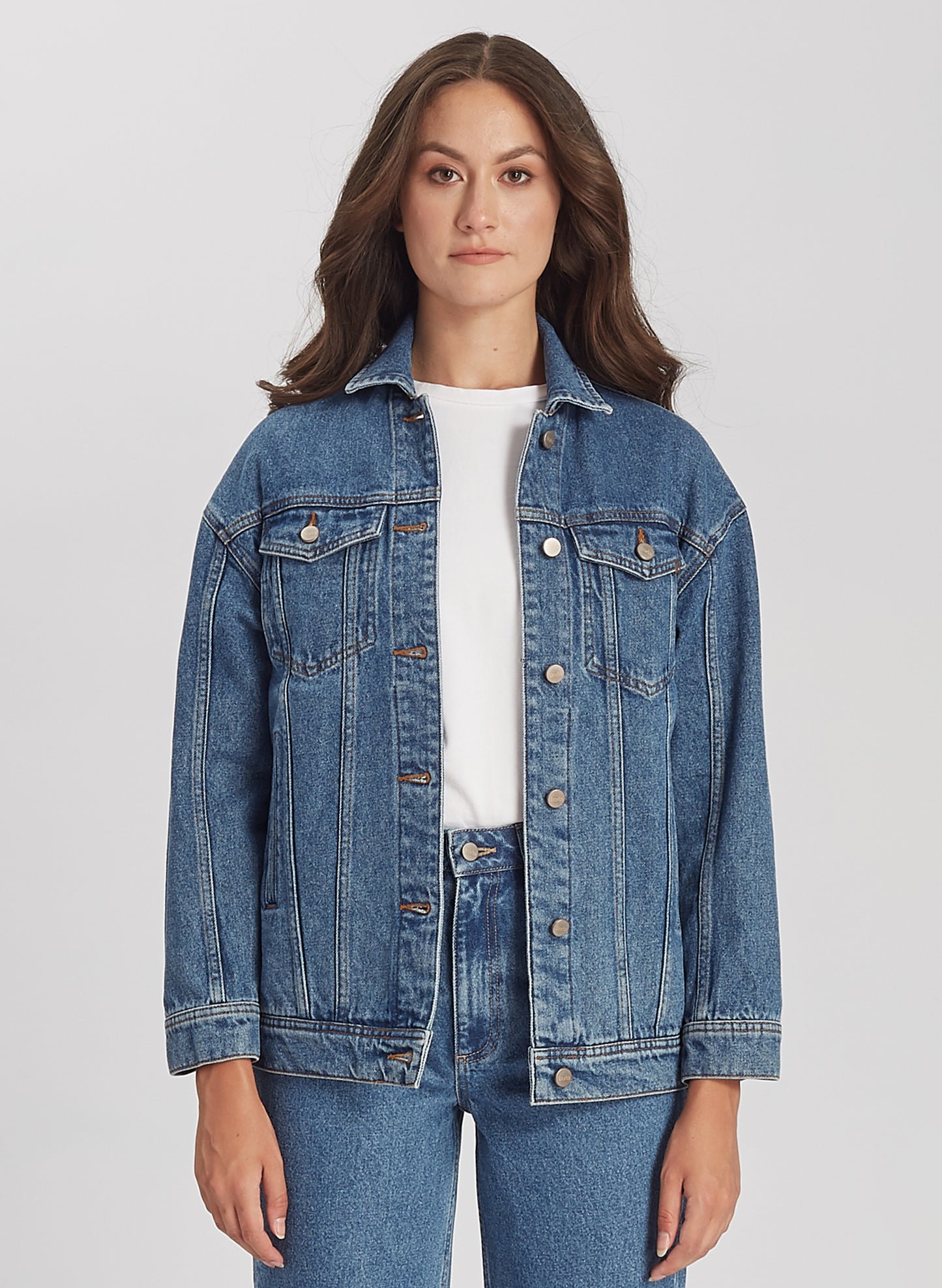 RITA - Oversize Denim Jeans Jacket - Mid Blue