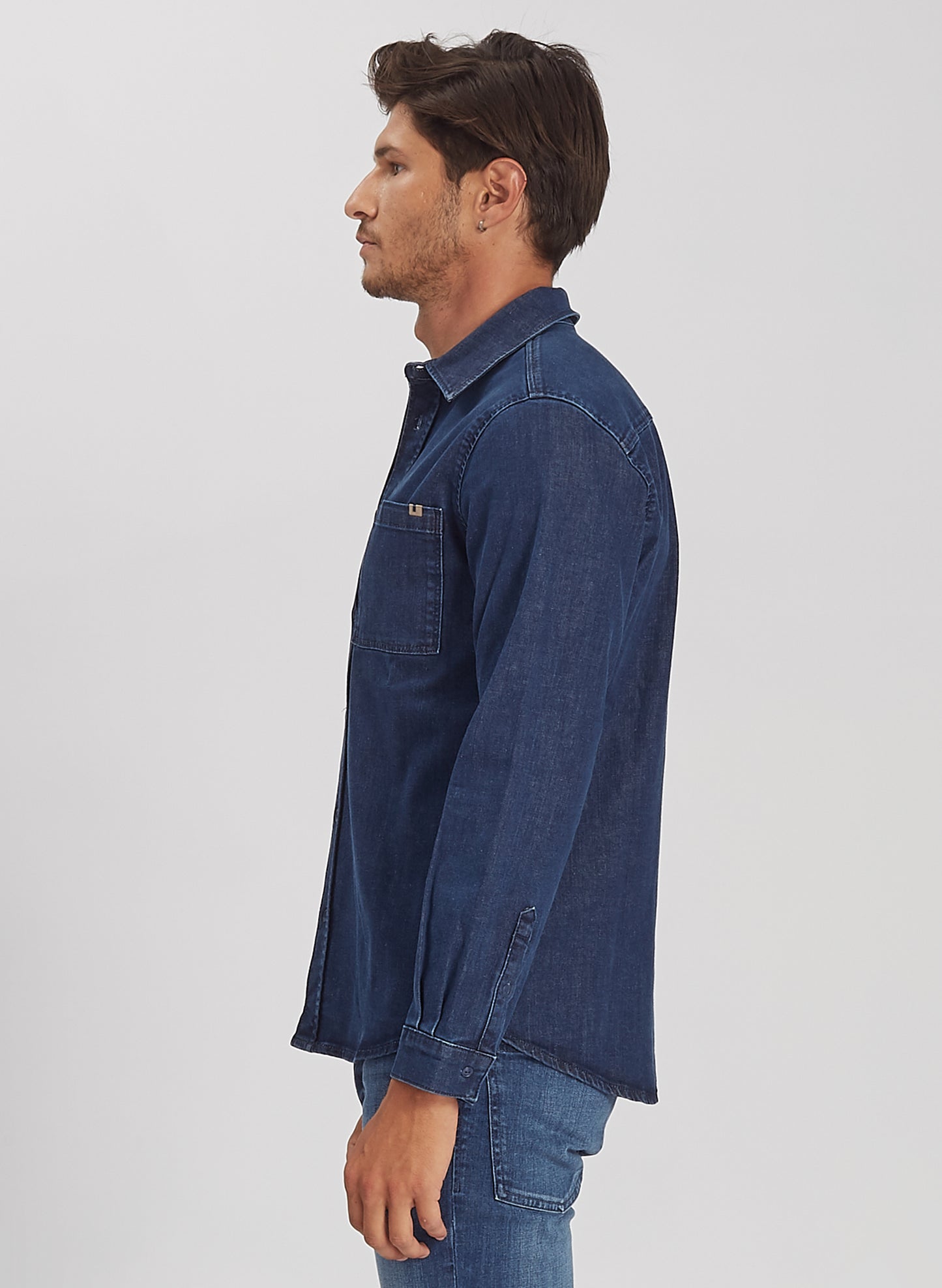 DIEGO - Regular Fit Denim Jeans Shirt - Mid Blue
