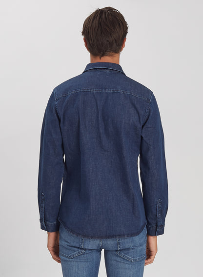 DIEGO - Regular Fit Denim Jeans Shirt - Mid Blue
