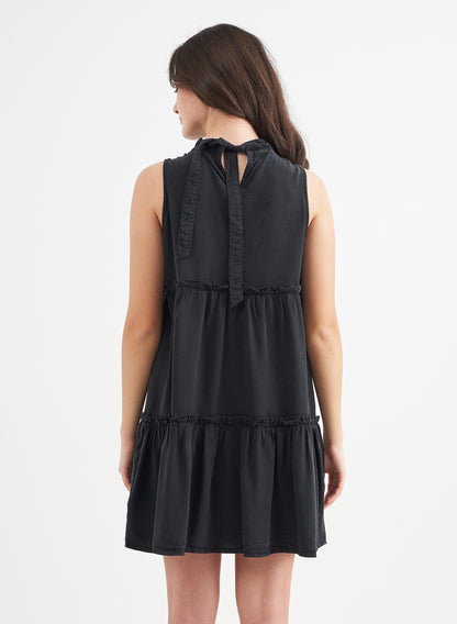 FLORA - Pleated Tencel™ Dress - Black