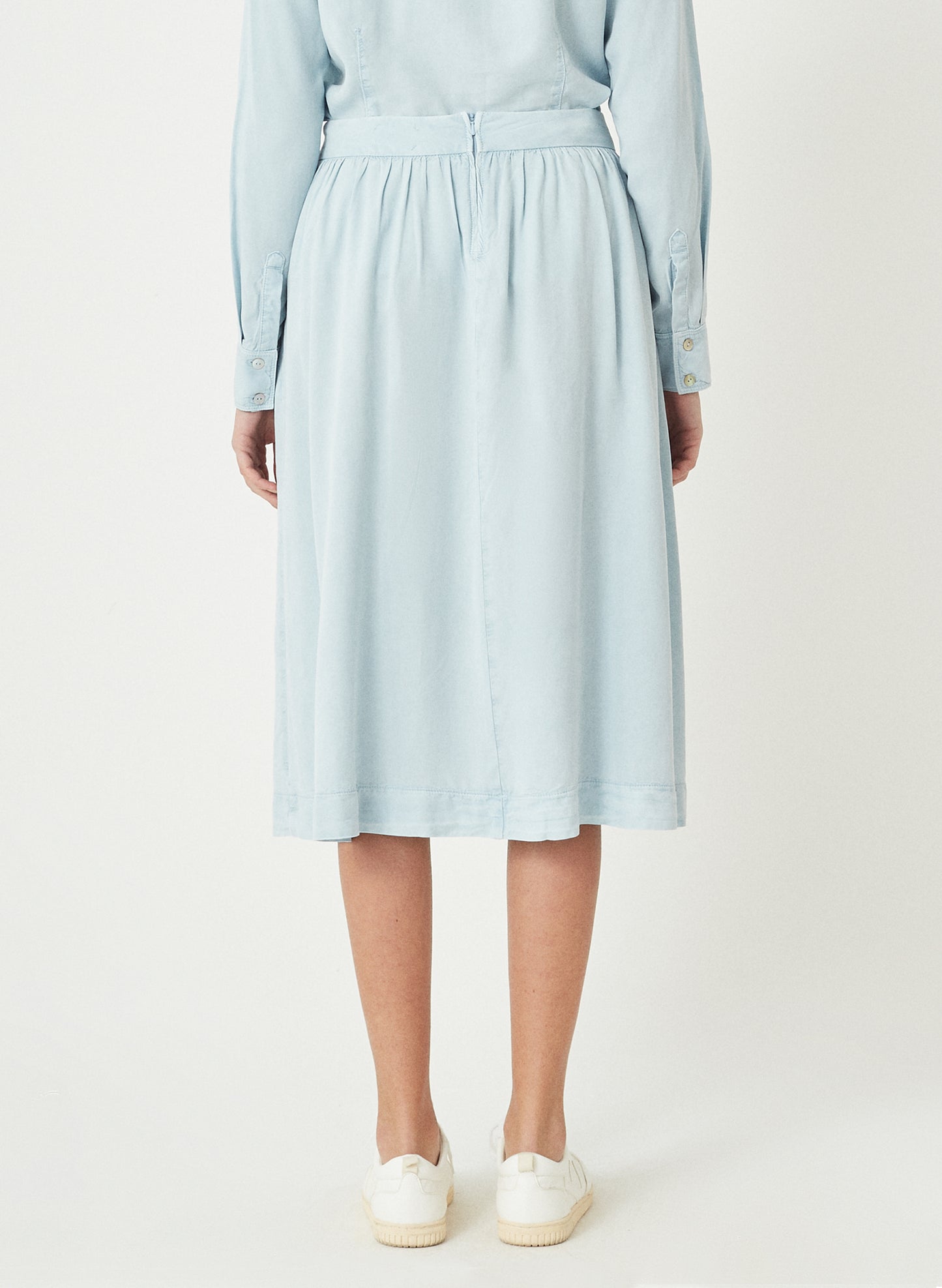RINA - Long Pleated Tencel™ Skirt - Blue Dream