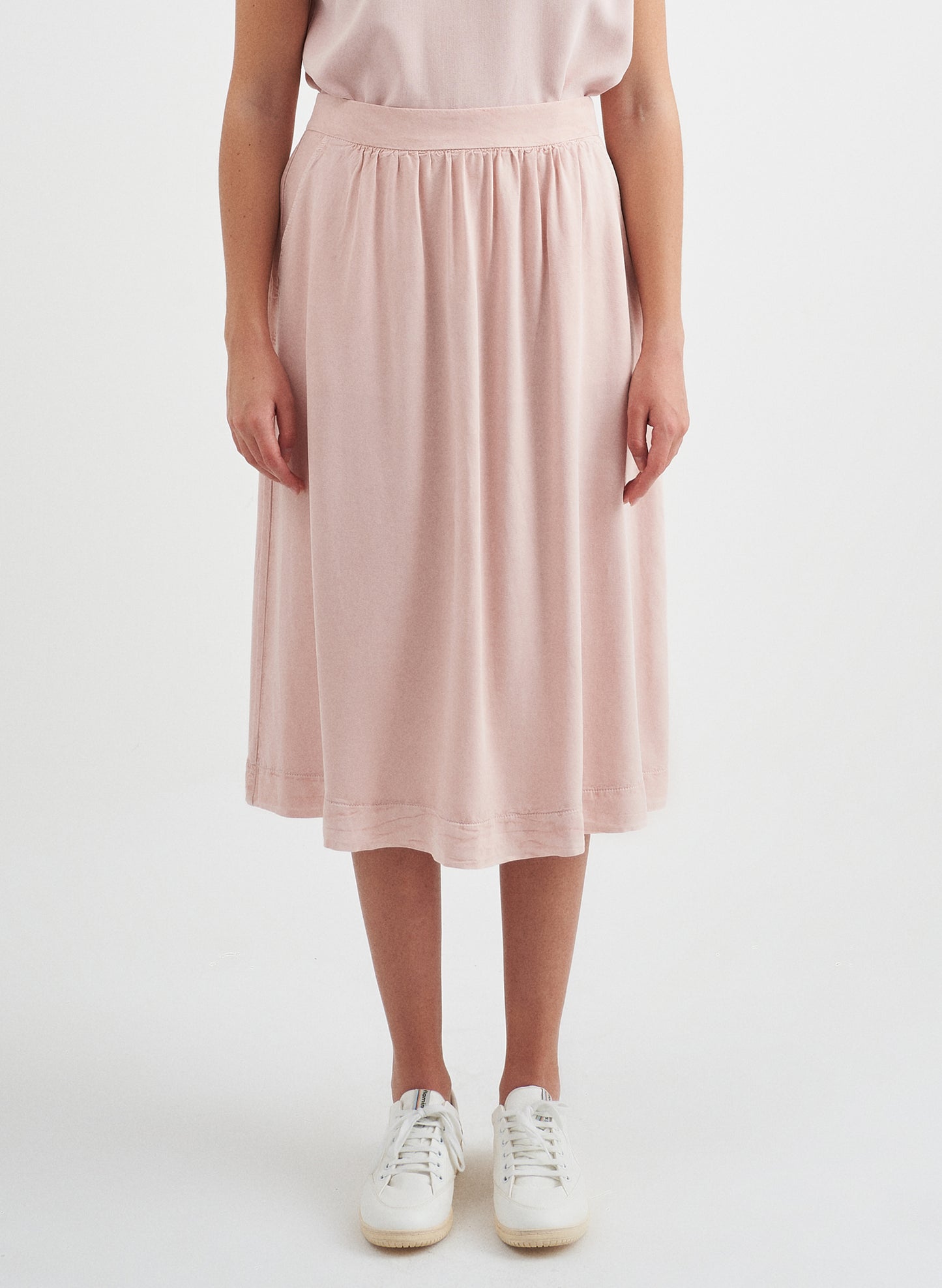 RINA - Long Pleated Tencel™ Skirt - Dusty Rose