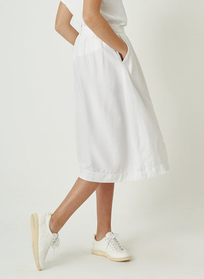 RINA - Long Pleated Tencel™ Skirt - White