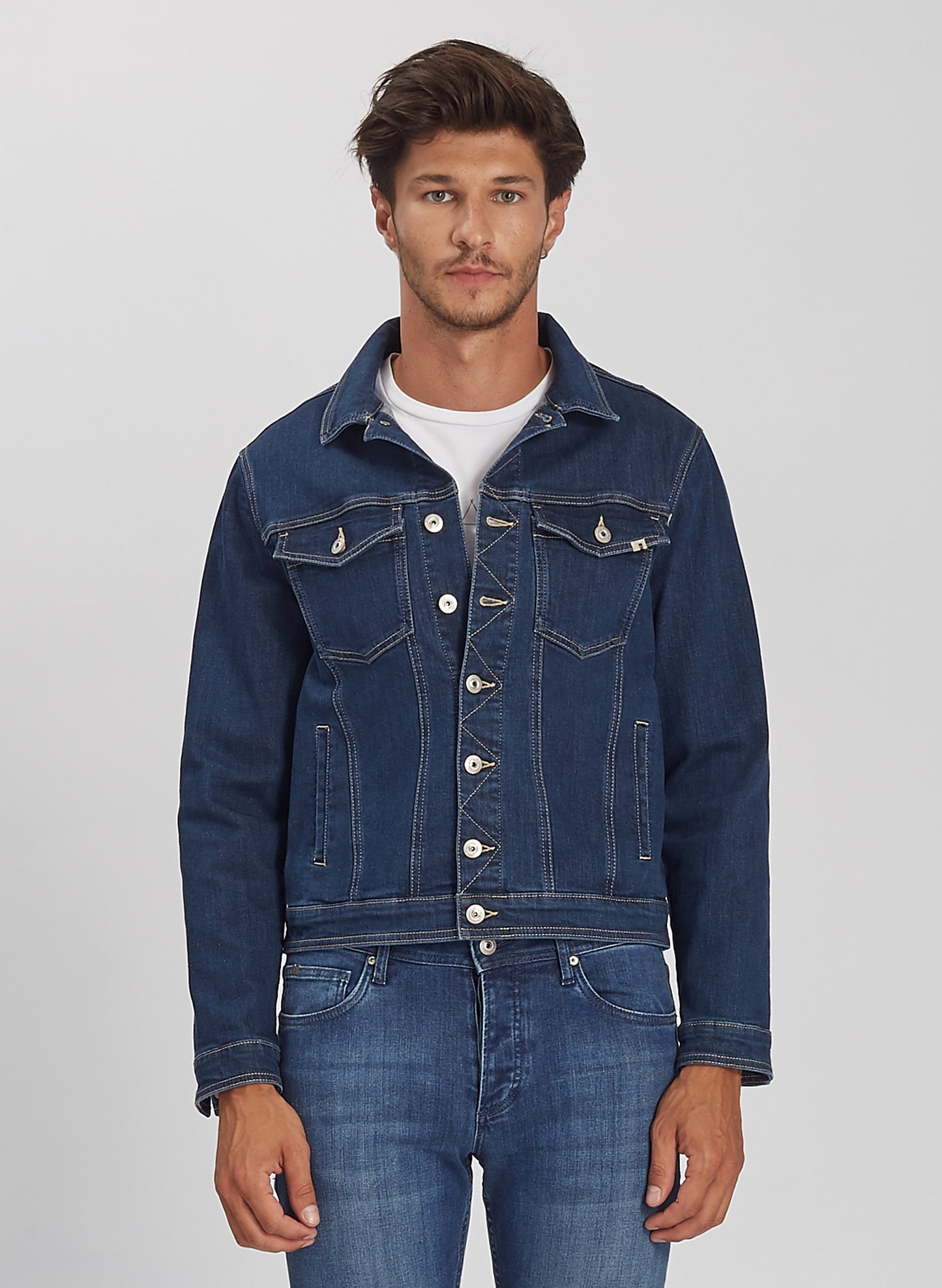 MATTEO - Classic  Denim Jeans Jacket - Mid Blue