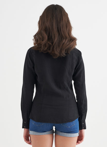 DONNA - Regular Fit Tencel™ Longsleeve Shirt - Black