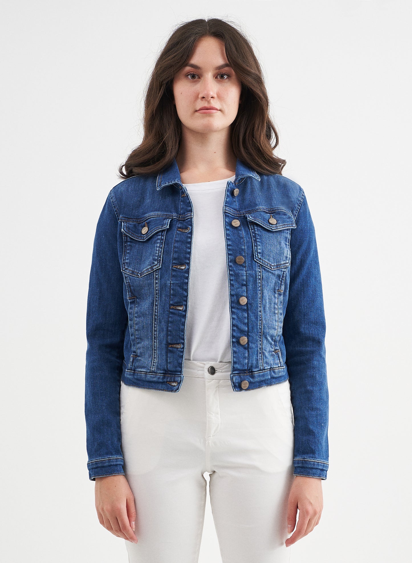 JENNA - Classic Denim Jeans Jacket - Mid Blue