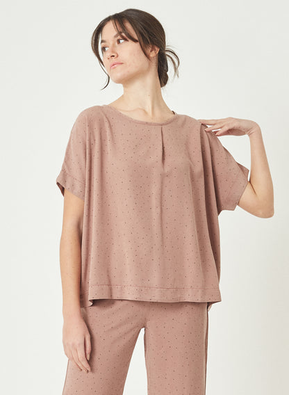 BIANCA - Tencel™ Allover Printed Blouse - Dusty Mauve