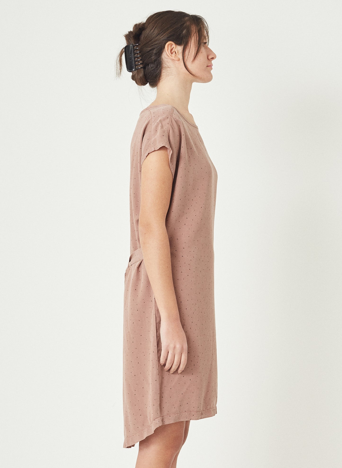 DINA - Long Allover Printed Tencel™ Dress - Dusty Mauve