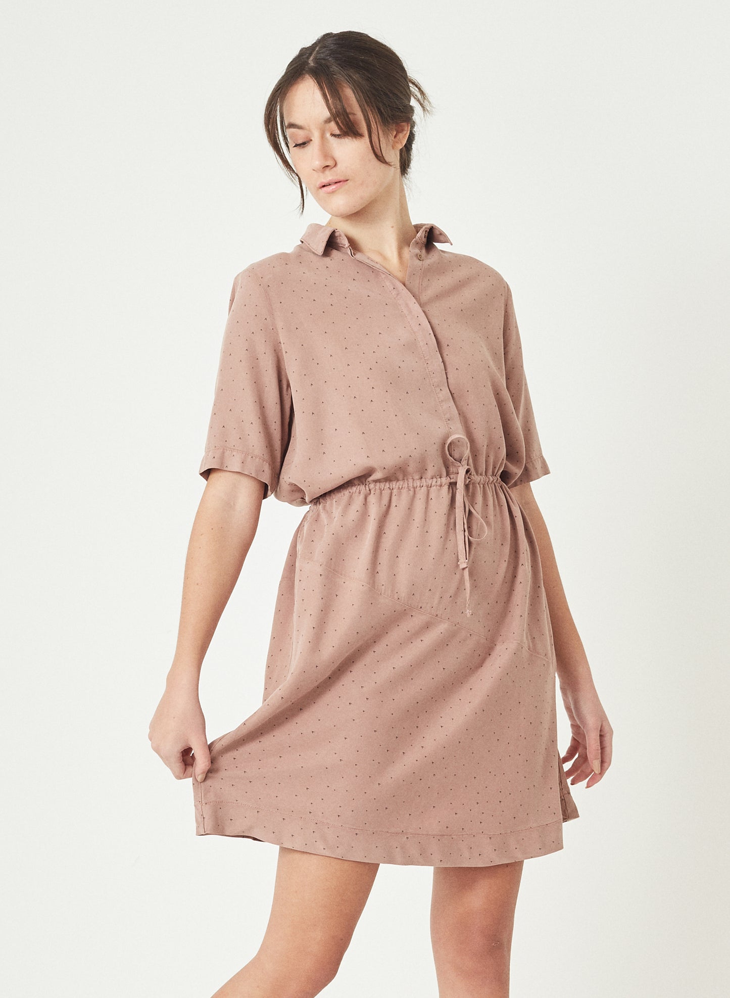 ISABELLA - Tencel™ Allover Printed Dress - Dusty Mauve