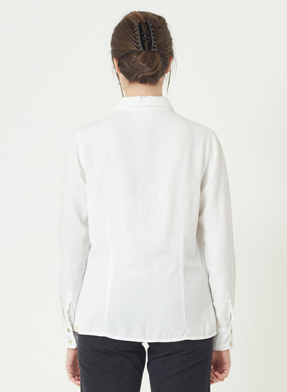 DONNA - Regular Fit Tencel™ Longsleeve Frill Shirt - White