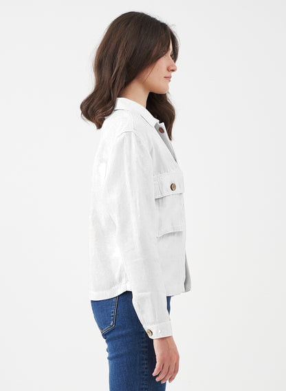 LISA - Crop Tencel™ Linen Jacket - White