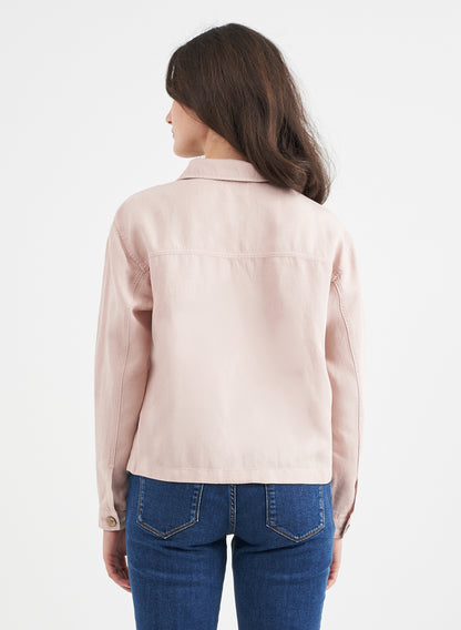 LISA - Crop Tencel™ Linen Jacket - Dusty Rose