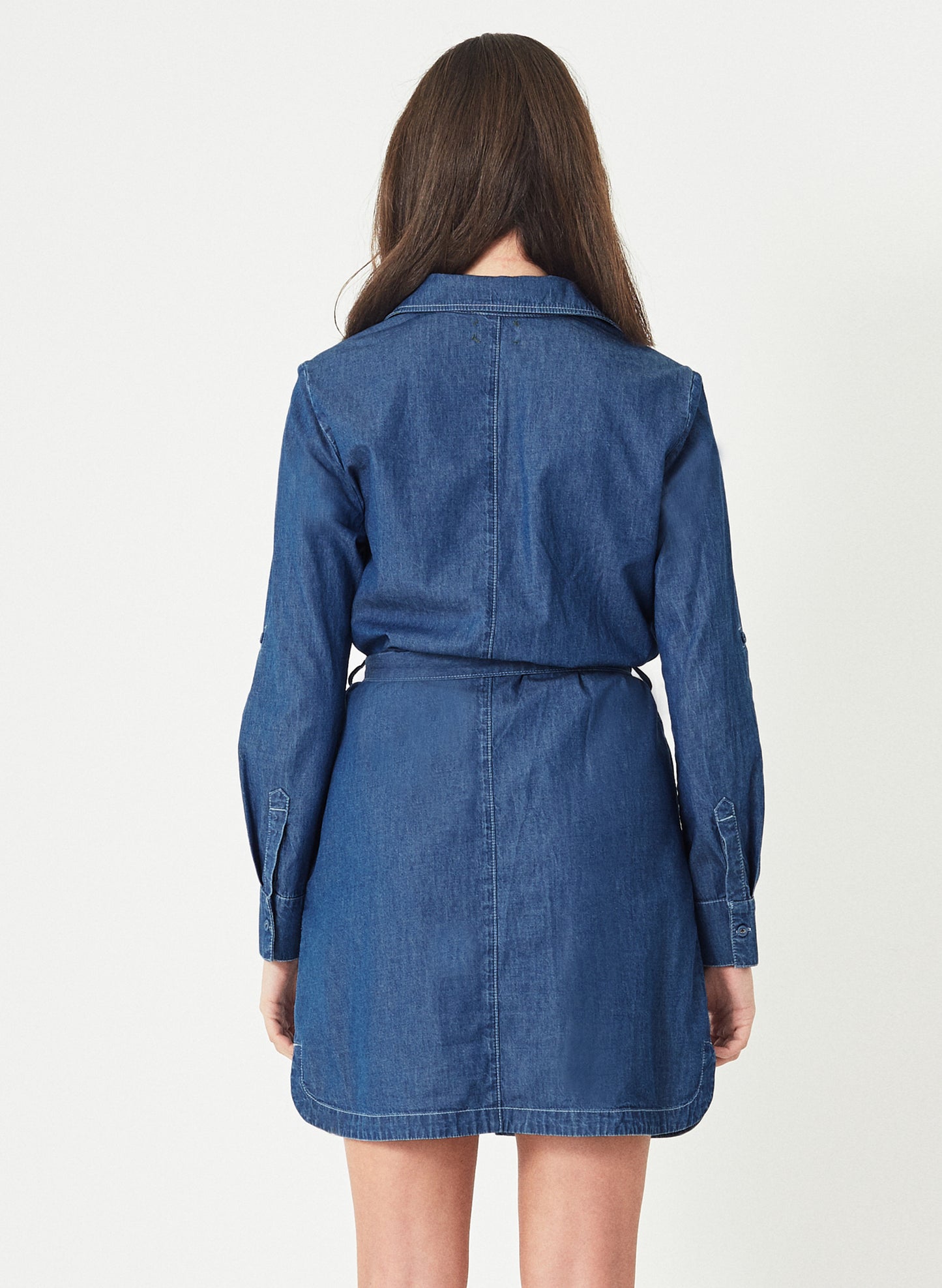 LARA - Denim Jeans Shirt Dress - Mid Blue
