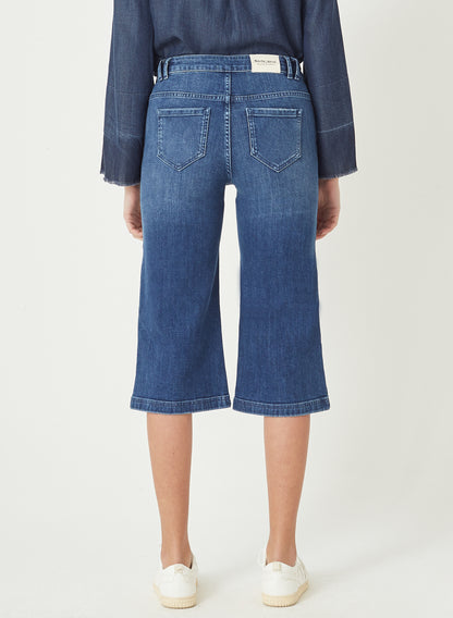 TERA - Crop Fit Denim Jeans Pant - Mid Blue