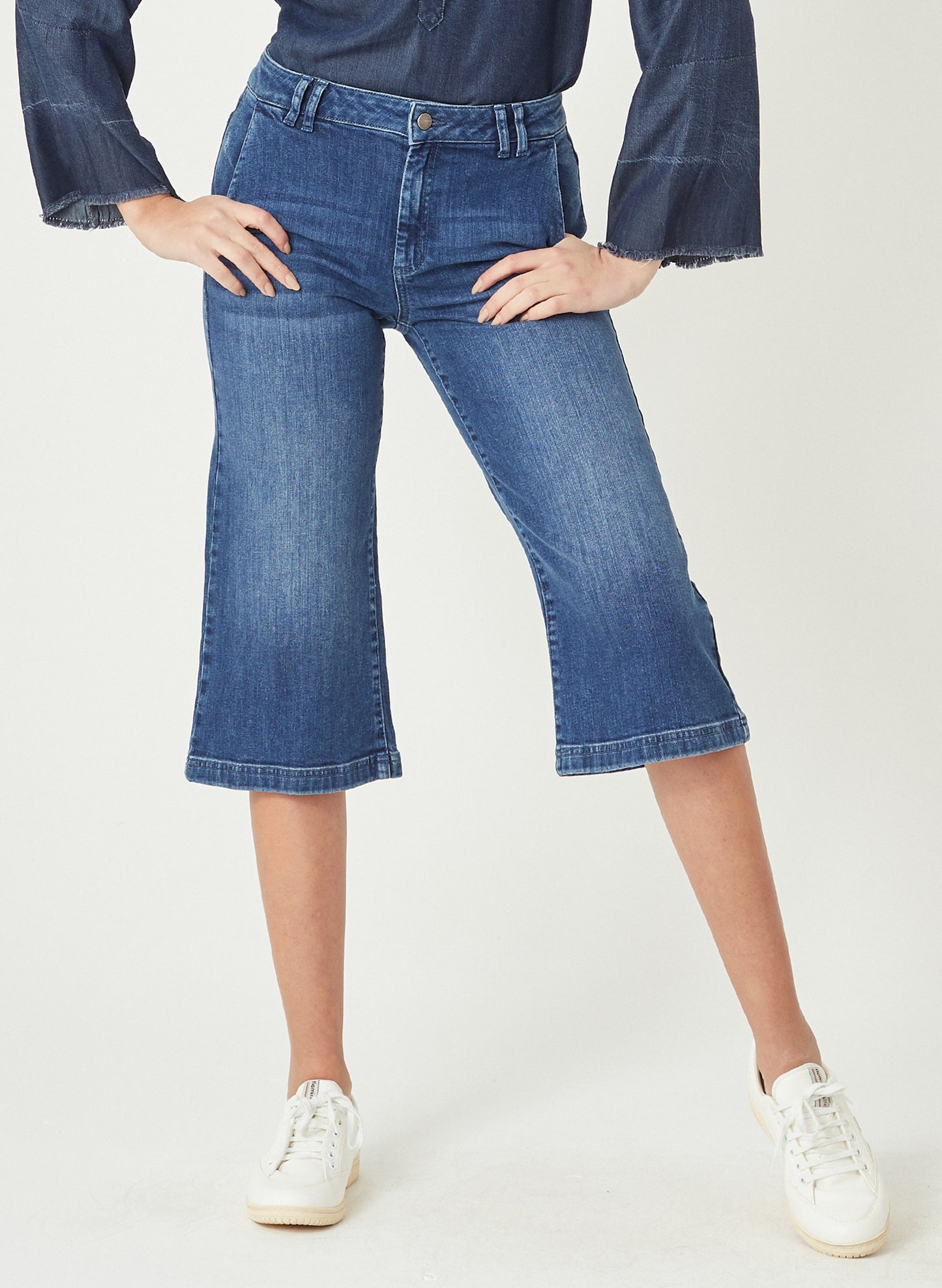 TERA - Crop Fit Denim Jeans Pant - Mid Blue